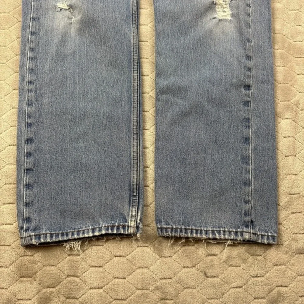 Levis 505 Jeans Men 34x29 Blue Denim Thrashed Destroyed Grunge 90s Made in Mexic